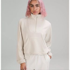 Lululemon Brush Softstream ribbed half zip. Color White Opal. Size 10. Worn once
